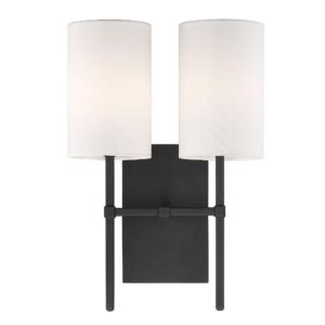 Crystorama Veronica 2 Light 17 Inch Wall Sconce in Black Forged