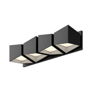Cubix LED Bathroom Vanity Light in Black with White