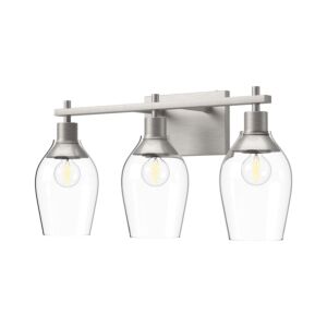 Kingsley 3-Light Bathroom Vanity Light in Brushed Nickel with Clear Glass