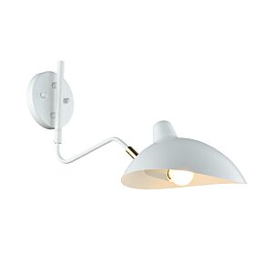 Matteo Droid 1-Light Wall Sconce In White & Brushed Gold