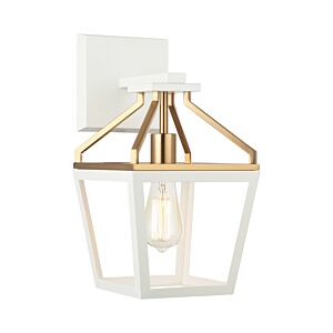 Mavonshire 1-Light Wall Sconce in White with Aged Gold Brass