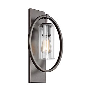 Feiss Marlena 18 Inch Clear Glass Wall Sconce in Antique Bronze