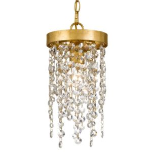  Windham Pendant Light in Antique Gold with Clear Hand Cut Crystals