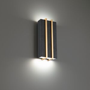Poet 2-Light LED Wall Sconce in Black with Aged Brass