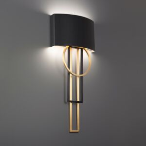 Sartre 2-Light LED Wall Sconce in Black with Aged Brass