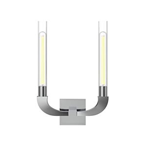 Alora Flute 2 Light Bathroom Wall Sconce in Polished Nickel And Clear Ribbed Glass