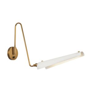 Osorio LED Bathroom Vanity Light in Matte White with Vintage Brass