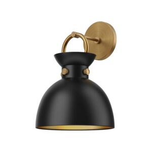Waldo 1-Light Wall Sconce in Aged Gold with Matte Black