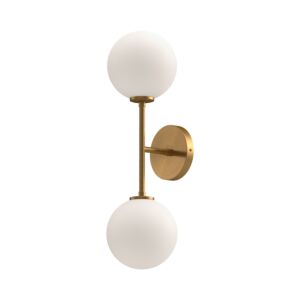 Cassia 2-Light Bathroom Vanity Light in Aged Gold with Opal Glass