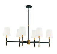 Savoy House Brody 6 Light Linear Chandelier in Matte Black with Warm Brass Accents
