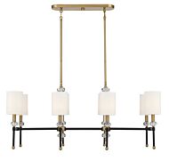 Savoy House Tivoli 8 Light Linear Chandelier in Matte Black with Warm Brass Accents