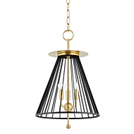 Hudson Valley Cagney 3 Light Pendant Light in Aged Brass and Black