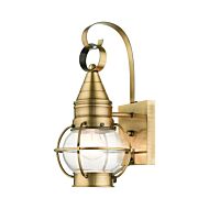 Newburyport 1-Light Outdoor Wall Lantern in Antique Brass