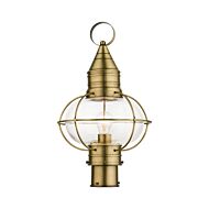 Newburyport 1-Light Outdoor Post Top Lantern in Antique Brass