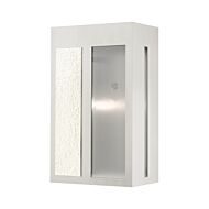 Lafayette 1-Light Outdoor Wall Lantern in Brushed Nickel w with Hammered Polished Nickel Panels