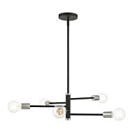 Bannister 5-Light Chandelier in Black w with Brushed Nickels