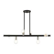 Bannister 6-Light Linear Chandelier in Black w with Brushed Nickels