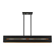 Soma 4-Light Linear Chandelier in Textured Black w with Brushed Nickels