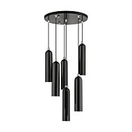 Ardmore 6-Light Pendant in Shiny Black w with Polished Chromes