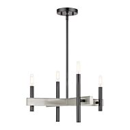 Denmark 4-Light Chandelier in Black Chrome w with Brushed Nickels