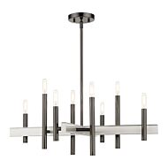 Denmark 8-Light Chandelier in Black Chrome w with Brushed Nickels