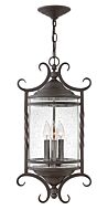 Hinkley Casa 3-Light Outdoor Light In Olde Black With Clear Seedy Glass