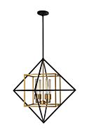 Pryor 4-Light Pendant in Antique Gold with Black