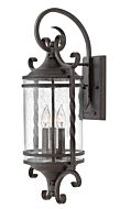 Hinkley Casa 3-Light Outdoor Light In Olde Black With Clear Seedy Glass