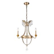 Louis 3-Light Mini Chandelier in Distressed Silver and Gold