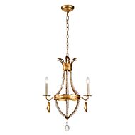 Monteleone 3-Light Chandelier in Gold Leaf w with Antique