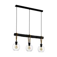 Roding 3-Light Pendant in Structured Black