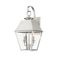 Wentworth 2-Light Outdoor Wall Lantern in Brushed Nickel