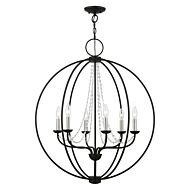 Arabella 6-Light Chandelier in Black w with Brushed Nickel Finish Candles