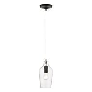 Avery 1-Light Mini Pendant in Black w with Brushed Nickel