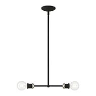 Lansdale 2-Light Linear Chandelier in Black w with Brushed Nickel