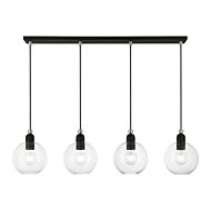 Downtown 4-Light Linear Chandelier in Black w with Brushed Nickel
