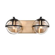 Davenay 2-Light Bathroom Vanity Light in Satin Brass