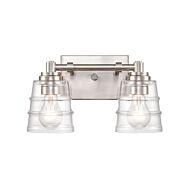 Pulsate 2-Light Bathroom Vanity Light in Satin Nickel