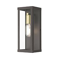 Gaffney 1-Light Outdoor Wall Lantern in Bronze with Antique Gold