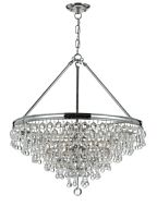Crystorama Calypso 6 Light Transitional Chandelier in Polished Chrome with Clear Glass Drops Crystals