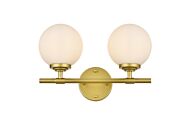 Ansley 2-Light Bathroom Vanity Light Sconce in Brass and frosted white