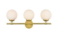 Ansley 3-Light Bathroom Vanity Light Sconce in Brass and frosted white