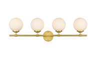 Ansley 4-Light Bathroom Vanity Light Sconce in Brass and frosted white