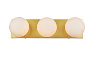Jaylin 3-Light Bathroom Vanity Light Sconce in Brass and frosted white