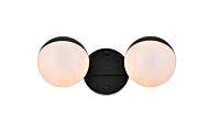Majesty 2-Light Bathroom Vanity Light Sconce in Black and frosted white