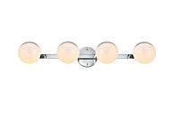 Majesty 4-Light Bathroom Vanity Light Sconce in Chrome and frosted white