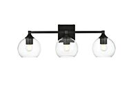Foster 3-Light Bathroom Vanity Light Sconce in Black and Clear