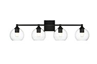 Foster 4-Light Bathroom Vanity Light Sconce in Black and Clear