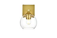 Foster 1-Light Bathroom Vanity Light Sconce in Brass and Clear