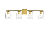 Kacey 4-Light Bathroom Vanity Light Sconce in Brass and Clear